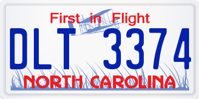 NC license plate DLT3374