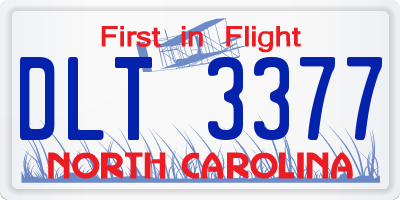 NC license plate DLT3377