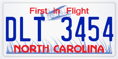 NC license plate DLT3454