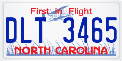 NC license plate DLT3465