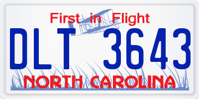 NC license plate DLT3643