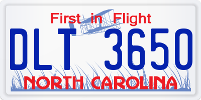 NC license plate DLT3650