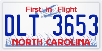NC license plate DLT3653