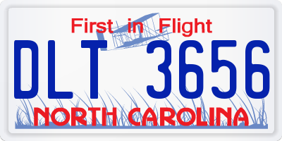 NC license plate DLT3656