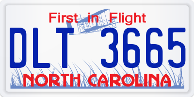 NC license plate DLT3665