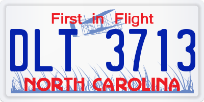 NC license plate DLT3713