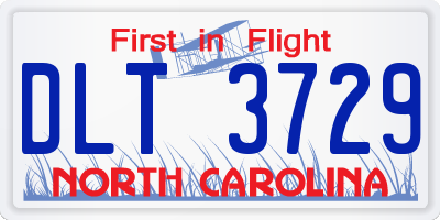 NC license plate DLT3729