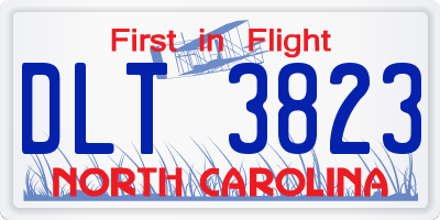 NC license plate DLT3823