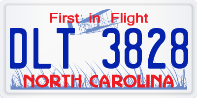 NC license plate DLT3828