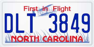 NC license plate DLT3849