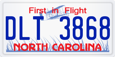 NC license plate DLT3868