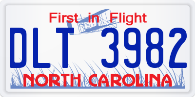 NC license plate DLT3982