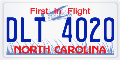 NC license plate DLT4020