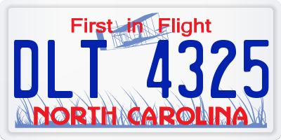 NC license plate DLT4325