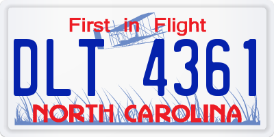 NC license plate DLT4361