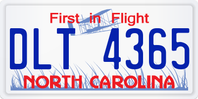 NC license plate DLT4365