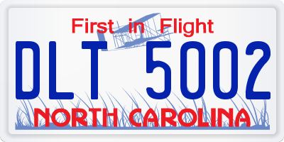 NC license plate DLT5002