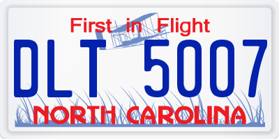 NC license plate DLT5007