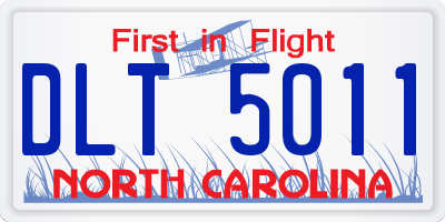 NC license plate DLT5011