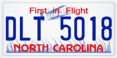 NC license plate DLT5018