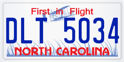 NC license plate DLT5034