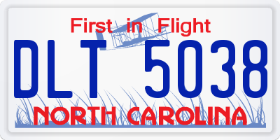 NC license plate DLT5038