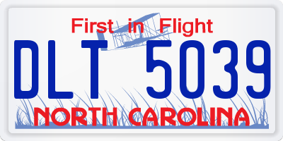 NC license plate DLT5039