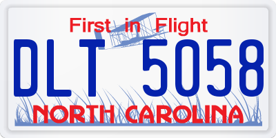 NC license plate DLT5058