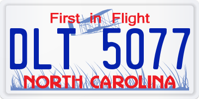 NC license plate DLT5077