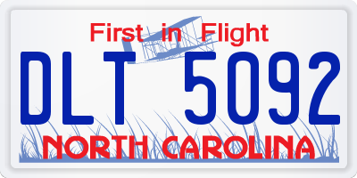NC license plate DLT5092