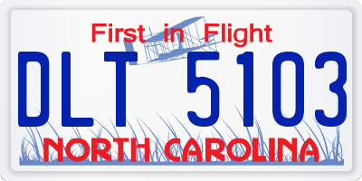 NC license plate DLT5103