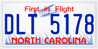 NC license plate DLT5178
