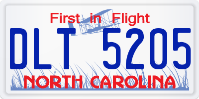 NC license plate DLT5205