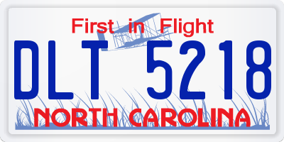 NC license plate DLT5218