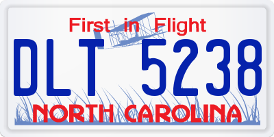 NC license plate DLT5238