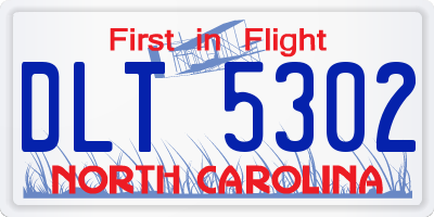 NC license plate DLT5302