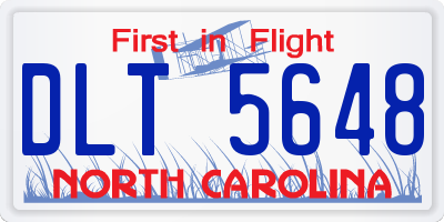 NC license plate DLT5648
