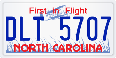 NC license plate DLT5707