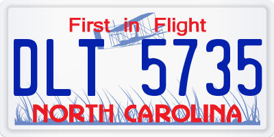 NC license plate DLT5735