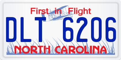 NC license plate DLT6206