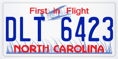 NC license plate DLT6423