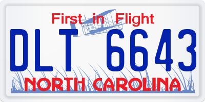 NC license plate DLT6643