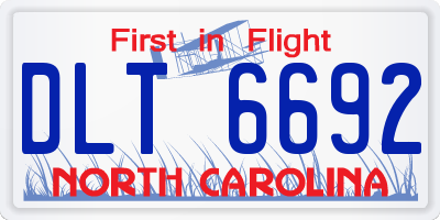 NC license plate DLT6692