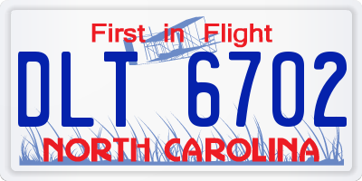 NC license plate DLT6702