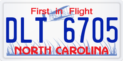 NC license plate DLT6705