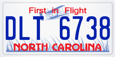 NC license plate DLT6738