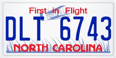 NC license plate DLT6743