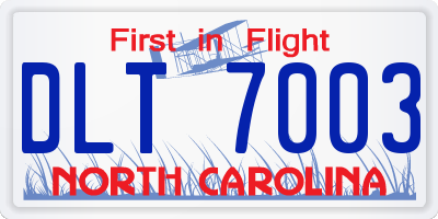 NC license plate DLT7003