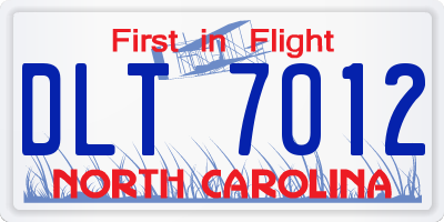 NC license plate DLT7012