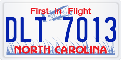 NC license plate DLT7013